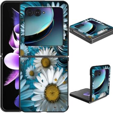 Imagem de GFRGTFHYT Capa para celular Motorola Moto Razr 2025/2024 fina, leve, rígida, com design de margarida, carregamento sem fio, antiarranhões, à prova de choque, capa protetora para Moto Razr 60/50 5G