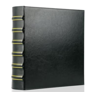 Imagem de LETVPVOW Fichário vintage com 3 argolas de 5 cm, fichário de couro profissional com 3 anéis, três fichários para 21,6 cm x 28 cm, fichário D para álbum de fotos, casa, escola e material de escritório