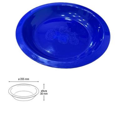 Imagem de Prato Infantil de Plástico Com Desenho de Trator Cor Azul - Arqplast