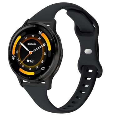Imagem de TUCOMO Pulseiras de relógio finas de silicone compatíveis com Garmin Venu 3/Venu 2/Vivoactive 4, pulseira de reposição esportiva fina e estreita para Garmin Forerunner 745/265/255 feminino e masculino