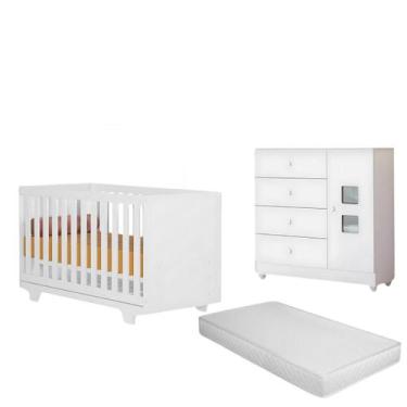 Imagem de Kit Quarto Bebê Berço Estilo Americano Incluso colchão com Cômoda Orga