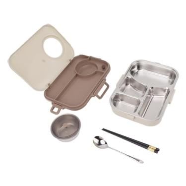 Imagem de Portátil 304 Stainl Steel Lu Box Com Tigela de Sopa de Prova, Colher e Pauzinhos, Caixa 4 Compartimentos para Cam & Picnic, 200ml Bege (4 compartimento 1200ml)