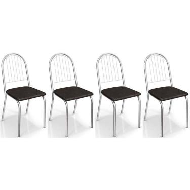 Imagem de Cadeira Sala De Jantar Noruega 2c077 Kit 4 Un Cromada-preto 110 - Kappesberg