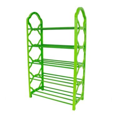 Imagem de Prateleira Organizador Multiuso Sapateira Ate 10 Pares Grande Estante 5 Prateleiras 20 Sapatos Vertical Verde