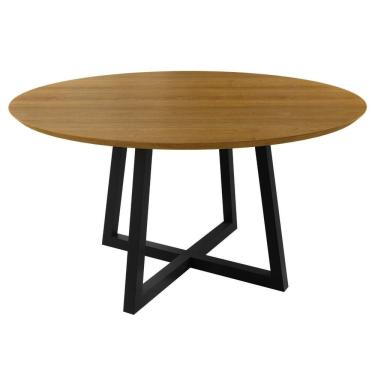 Imagem de Mesa Redonda Mdf 150x150x80cm Colisei Preto-marrom