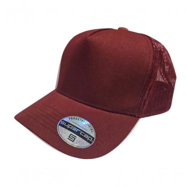 Imagem de Boné Aba Curva Trucker Frente Americana Sarja Supercap 26426 Vermelho Bordo