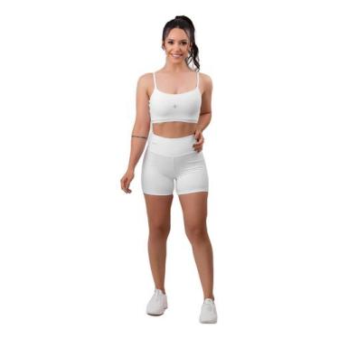 Imagem de Conjunto Academia Shorts Duplo + Top Fitness 2 Peças - Urbanela, Branc