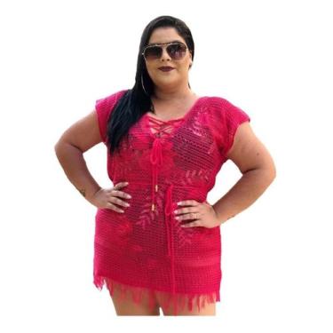Imagem de Saída De Praia Vestido Com Ilhós Franja Plus Size - PLUS MESMO E DAÍ, 