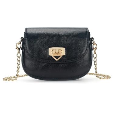 Imagem de LJCTULY Bolsas infantis para meninas - Bolsa infantil com cadeado de coração - Bolsa transversal para meninas, presente de aniversário para crianças (preto)