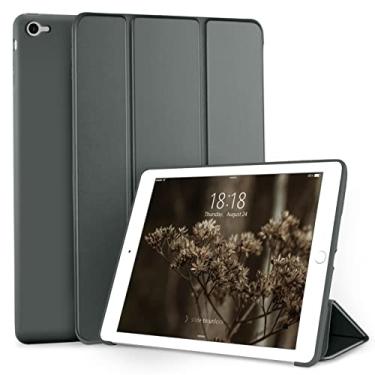 Imagem de DTTO Capa para iPad Air 2 (lançado em 2014), capa inteligente ultrafina e leve com suporte triplo com capa traseira de TPU macio flexível para Apple iPad Air 2 (modelo A1566/A1567), cinza escuro