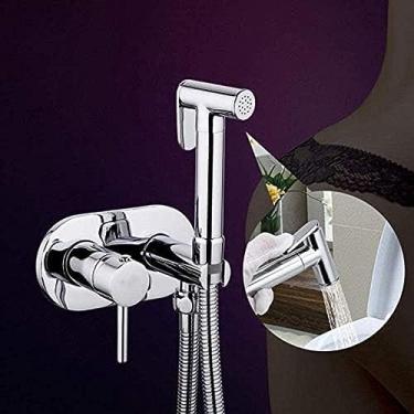 Imagem de ifgswopq Torneira bidê torneira de chuveiro latão lavadora misturador chuveiro muçulmano higiene geistige misturador frio e água guindaste chuveiro redondo spray