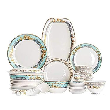 Imagem de Conjuntos de jantar louça de cerâmica, conjuntos de louça de cerâmica de 56 peças, conjunto combinado de louça de porcelana que inclui tigelas de cereais/pratos rt