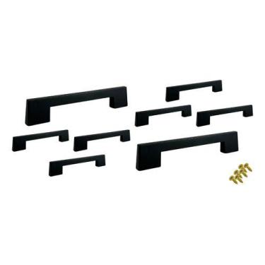 Imagem de Kit 8 Puxador 128mm Móveis Gaveta Porta Armário Roupeiro - Preto - Alç