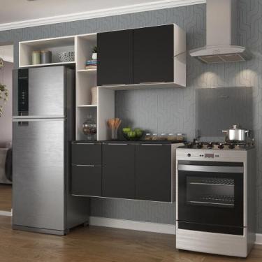 Imagem de Cozinha Compacta Armário e Balcão Multimóveis Branca preta - MULTIMOVE