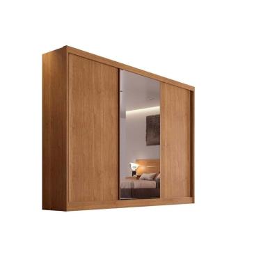 Imagem de Guarda Roupa Casal 3 Portas De Correr E 4 Gavetas C- 1 Espelho Diamond-toulon Plus Cumaru -  Horizonte