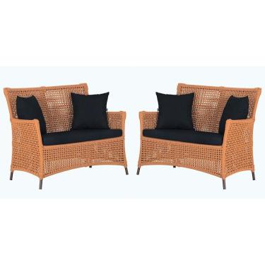 Imagem de 2 Sofás área Externa Igapó Alumínio Marrom Corda Náutica E12 Terra Cota