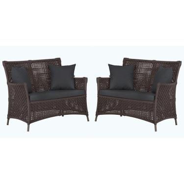 Imagem de 2 Sofás área Externa Igapó Alumínio Marrom Corda Náutica E11 Marrom