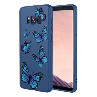 Imagem de HTXWXJC Capa de celular para Galaxy S8 Plus, capa para Samsung S8+ SM-G955U, à prova de choque, flexível, amortecedor, capa macia de TPU com estampa de borboleta para Samsung Galaxy S8 Plus, borboleta