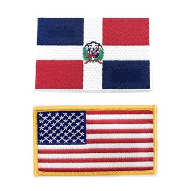 Imagem de Aeisage Remendo da bandeira de Domincan Conjunto de 2 peças de bordado americano, ferro sobre costurado, apliques de lembrança americana, presentes da República Dominicana