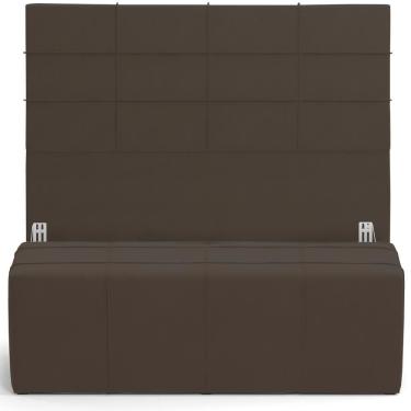 Imagem de Kit Cabeceira Cama Box Casal 140cm Com Calçadeira Roma W01 Suede Marrom - Lyam