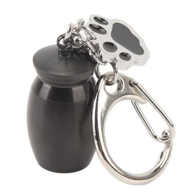 Imagem de Chiffonade Chaveiro memorial de aço inoxidável para animais de estimação - urna impressa à prova d'água para cinzas de cães e gatos, joias de lembrança para animais de estimação (preto)