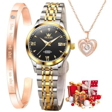 Imagem de OLEVS Relógios femininos automáticos esqueleto céu estrelado relógio feminino prata ouro rosa mecânico luxo vestido de negócios diamante luminoso relógios de pulso à prova d'água, L9956: pulseira