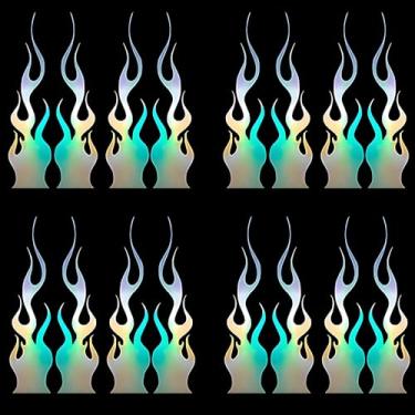 Imagem de Decalque de vinil refletivo de chama, 16 peças, adesivo DIY à prova d'água para carro, veículo de pista, motocicleta, bicicleta, skate e laptop, 15 cm/5,9 pol (colorido)