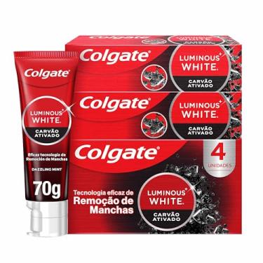 Imagem de Colgate Creme Dental Clareador Luminous White Carvão Ativado 70g 4 unidades