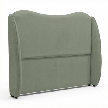 Imagem de Cabeceira Orgânica Para Cama Box Casal Padrão Luma 140cm Bouclê Verde Menta - Abmaza
