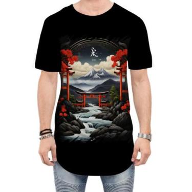 Imagem de Camiseta Longline Paisagem Oriental Portão Torii 9 - Kasubeck Store, P