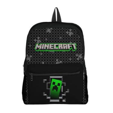 Imagem de Mochila com Bolso Escolar Infantil Avulsa Manecraft Menino e Menina - 