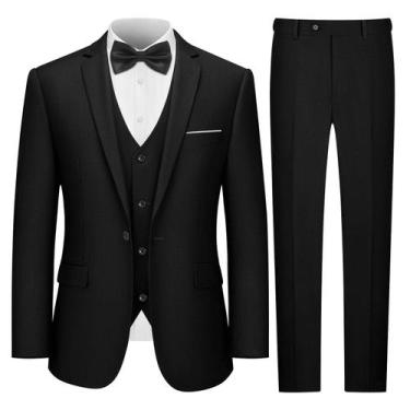 Imagem de Fato LUPURTY 3 Peças Slim Fit Tuxedo Preto 2XL