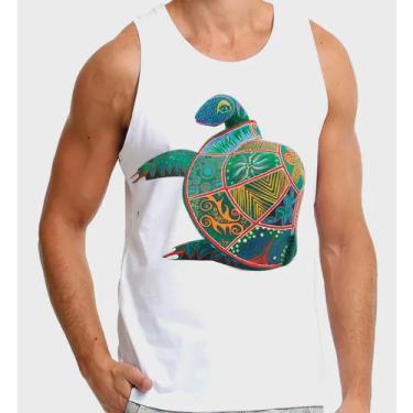 Imagem de Camiseta Masculina Regata Tartaruga Hippie Colorida