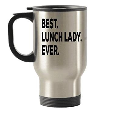 Imagem de Caneca de viagem Lunch Lady – Presente para almoço feminino – Presentes para almoço feminino – Cafeteria escolar – Divertida e barata exclusiva – Pode até adicionar ao conjunto de caixas de presente – Ideia inovadora