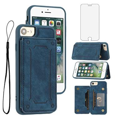 Imagem de Capa de celular para iPhone 7/8/SE 2020/2022, capa carteira com protetor de tela, suporte para cartão, acessórios magnéticos para celular iPhone7, iPhone7, iPhone8, 7s, 8s, SE2020, SE2022, 2, 3ª