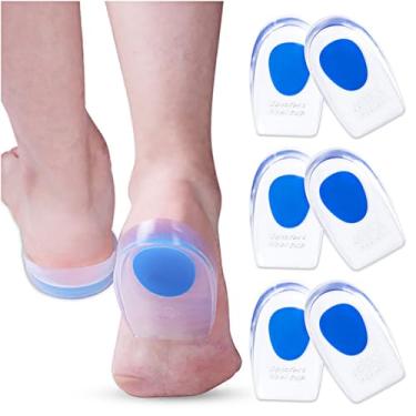 Imagem de 3 pares de bojos de gel para fascite plantar – Almofadas de silicone para calcanhar de gel para dor no calcanhar, esporão ósseo e dor de aquiles, almofadas e bojos de gel no calcanhar,