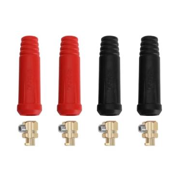 Imagem de LT Easiyl 4 peças DKJ10-25 TIG cabo de soldagem painel conector conector conector conjunto de soquete 200Amp Dinse encaixe rápido para soldagem TIG e máquina de corte a plasma vermelho preto