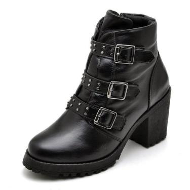 Imagem de Bota Coturno Feminino Top Franca Shoes Motociclista Confort Preto, 34