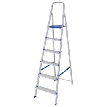 Imagem de Escada Mor 5104 6 Degraus Alumínio Capacidade 120Kg