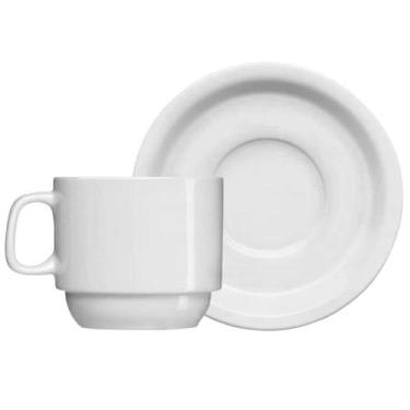 Imagem de Xícara de Chá com Pires de Porcelana 215ml Classe Única Iguaçu Germer 