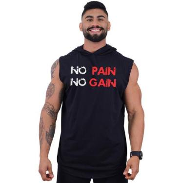 Imagem de Regata Longline com Touca Masculina MXD Conceito No Pain No Gain Letre