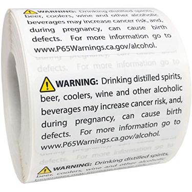 Imagem de California Proposition 65 Etiquetas de advertência de bebidas alcoólicas 1 x 5 cm 500 adesivos