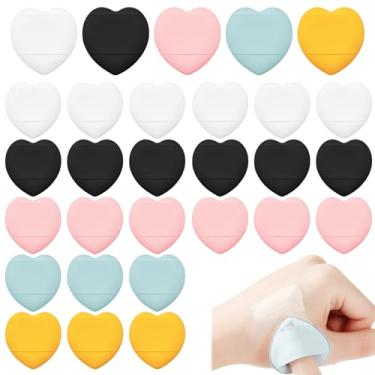 Imagem de Auswalar Pacote com 50 Mini Esponjas de Maquiagem Em Formato de Coração, Pó, Esponjas de Beleza para Rosto, Base Cosmética de Fixação Solta, Ferramenta de Esponja de Beleza(Rosa + Azul + Preto + Branc