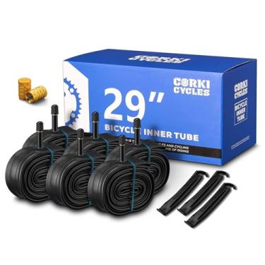 Imagem de corki Cycles Mountain Bike Câmaras de Ar 29 Polegadas X 1,75 1,95 2,0 2,1 2,125 2,25 2,3 2,35 2,4 Pneus de Bicicleta com Válvula Schrader 32Mm Pacote com 6