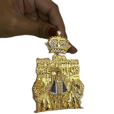 Imagem de Pingente Santa Nossa Senhora Aparecida Coroa Banhado a Ouro - ToJoia18