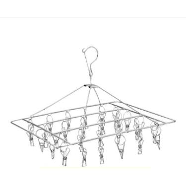 Imagem de Varal 40 Prendedores Roupa Bebe Calcinha Cueca Dobrável Inox(Varal Com 20 Prendedor)