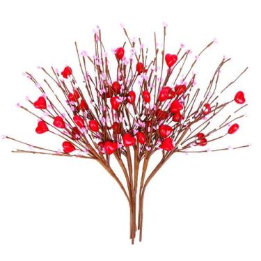 Imagem de Hastes de Flores Artificiais com Bagas em Formato de Coração