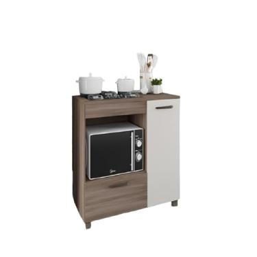 Imagem de Balcão Armario Off White Para Cooktop 4 Bocas Moderno Espaçoso com Gavetas Mp