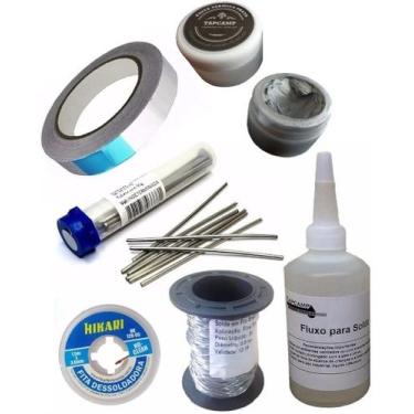 Imagem de Salva Chip 50g Fluxo Fio Solda Malha Fita Aluminio P. Prata - Kit Salv