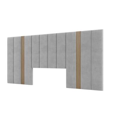 Imagem de Cabeceira Queen James Cinza e Freijó